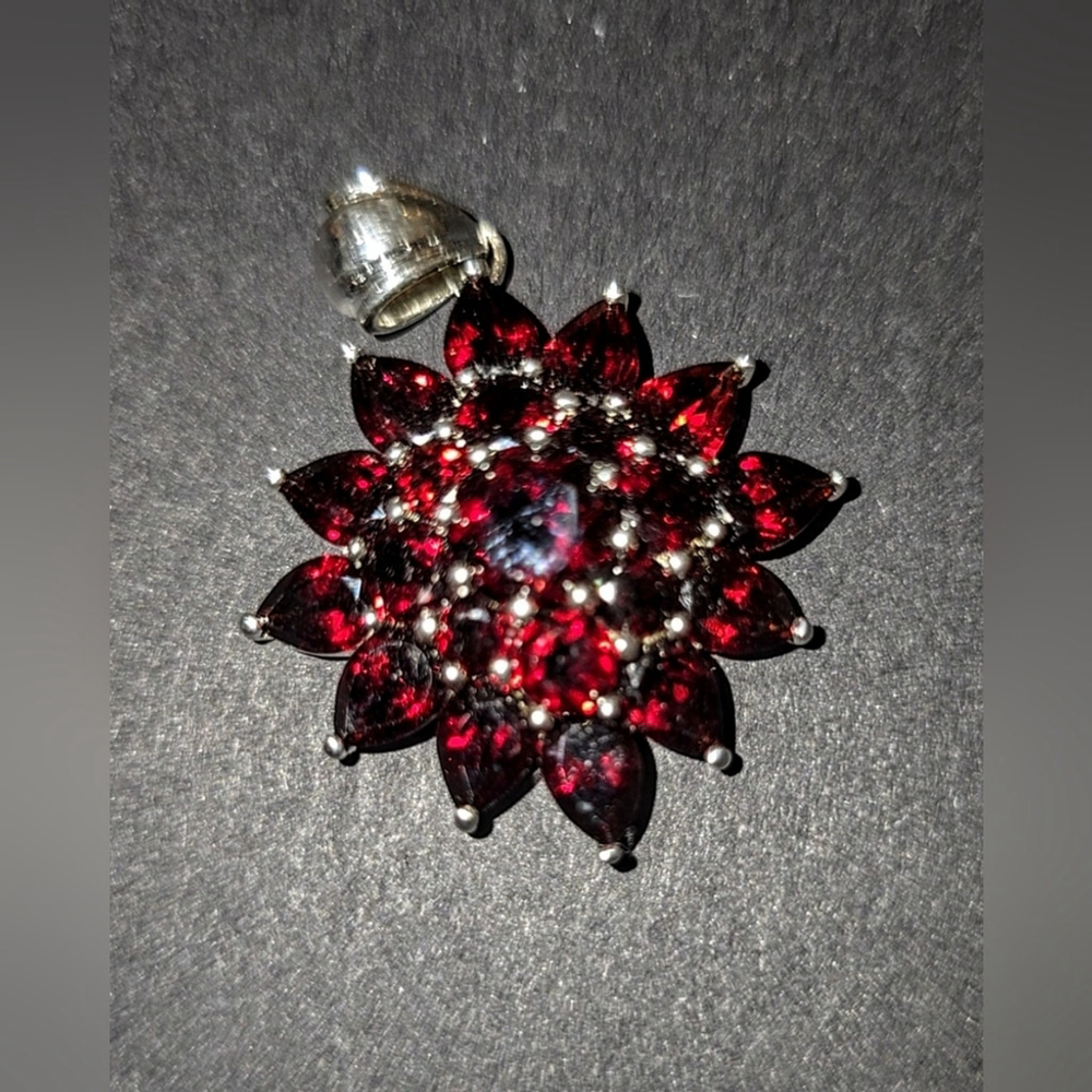 Elegant 30 Gram Garnet Pendant in Sterling Silver Setting